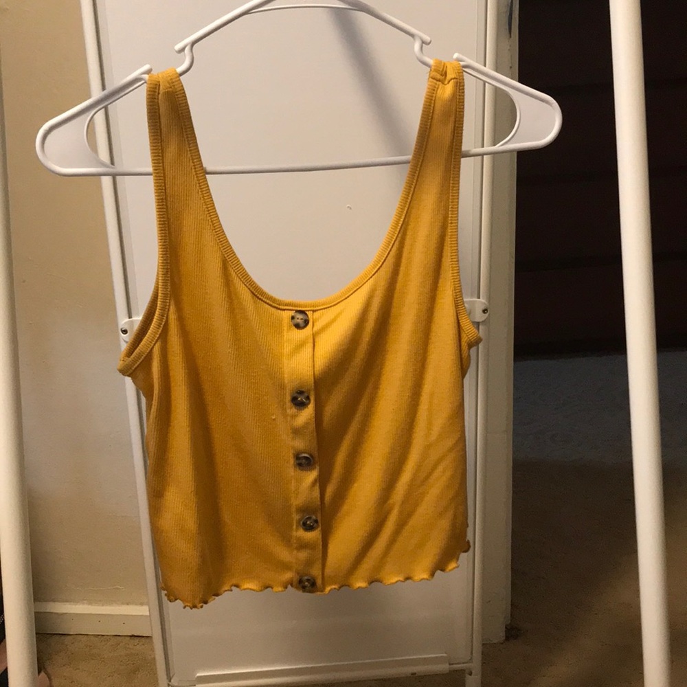 Yellow button crop tank